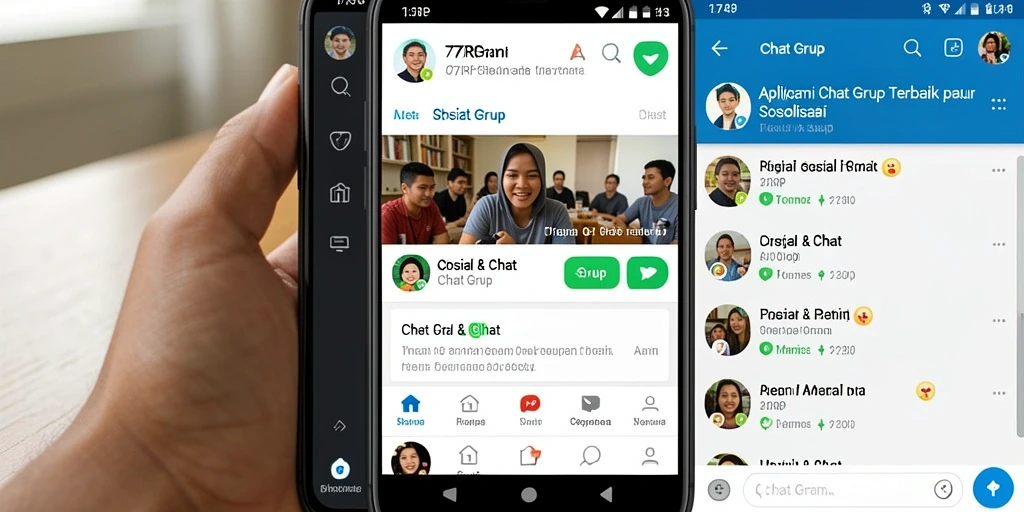 Tampilan antarmuka aplikasi 77RP yang ramah pengguna untuk chat grup.