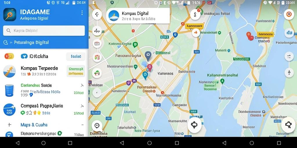 Antarmuka aplikasi Kompas Digital IDAGAME yang intuitif dan informatif.