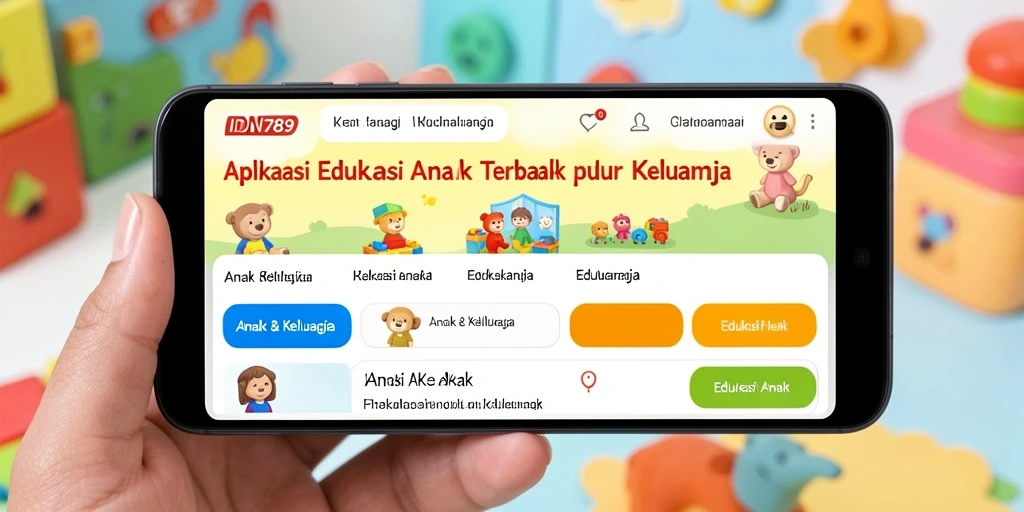 Tampilan antarmuka aplikasi IDN789 yang menyenangkan dan edukatif.