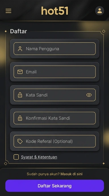 Registrasi Akun Baru hot51 untuk Pengguna Android
